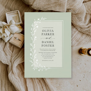 Sage Green Botanical Floral Wedding Silver