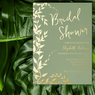 Sage Green Botanical Leaves Bridal Shower