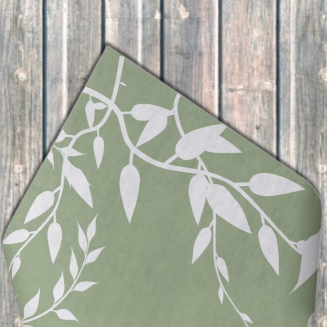 Sage Green Botanical Leaves Bridal Shower Tissue Paper (Creator Uploaded)