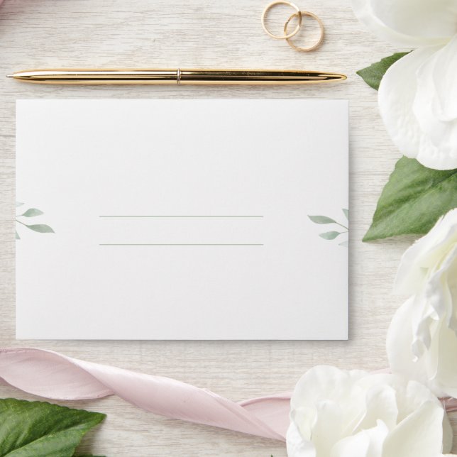 Sage Green Botanical Minimal Greenery Wedding Envelope (Wedding)