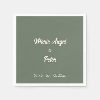 Sage Green Botanical Minimalist Cocktail Wedding  Napkin