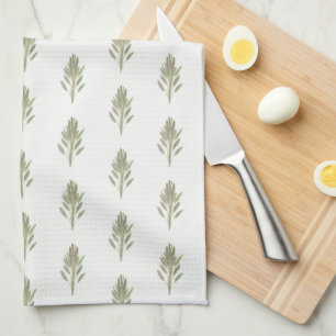 Sage Green botanical plant watercolor kitchen  Towel