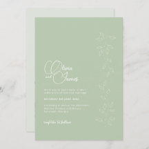 Sage Green Botanical QR Code Wedding Invitation