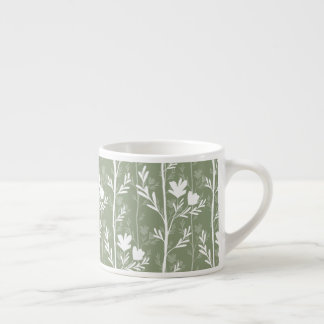 Sage Green Botanical Quiet Floral Silhouette Espresso Cup