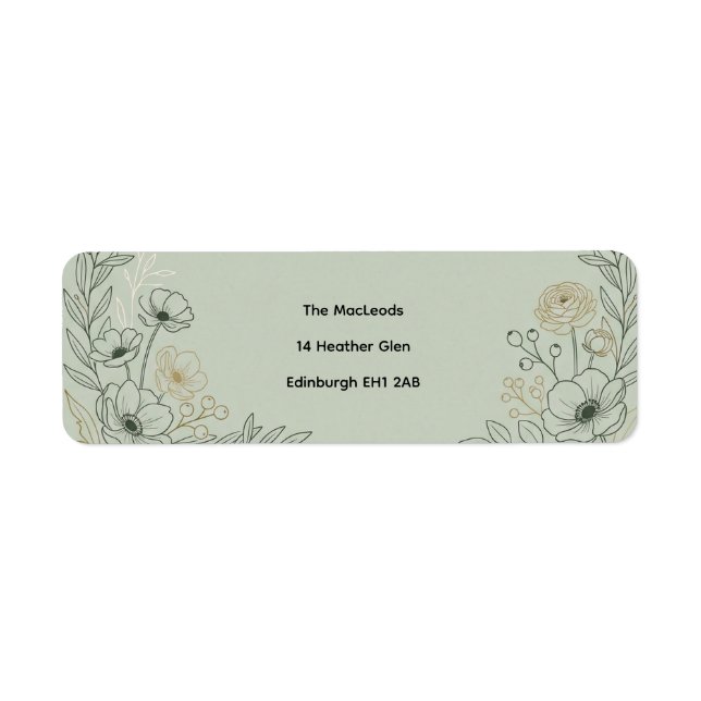 Sage Green Botanical Return Address Label (Front)