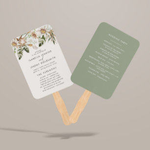 Sage green botanical rustic elegant modern hand fan