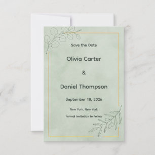 Sage Green Botanical Save the Date Card