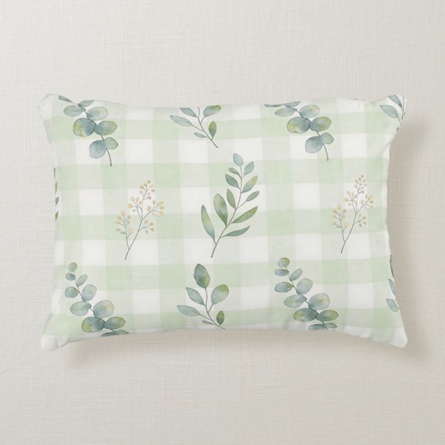 Sage Green Botanical Seamless Design Accent Pillow (Front)