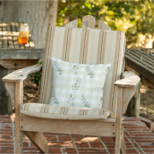 Sage Green Botanical Seamless Design Outdoor Pillow