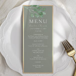 Sage Green Botanical Wedding Menu Card<br><div class="desc">Elegant sage green wedding menu featuring watercolor eucalyptus greenery and a modern gold border. This minimalist design is perfect for rustic,  botanical,  or boho celebrations. Easily customize with your menu and names. For help or additional items,  contact me at bpkolman@gmail.com.</div>
