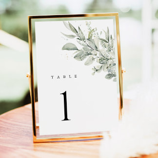 Sage Green Botanical Wedding Table Numbers