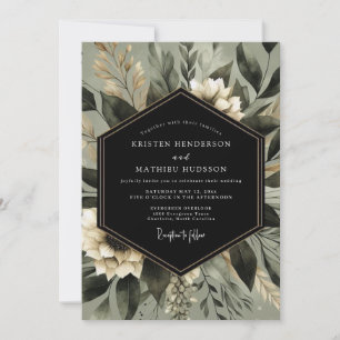 Sage Green Botanical Whimsy Wedding Invitation