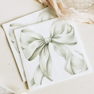 Sage Green Bow Baby Shower Napkin