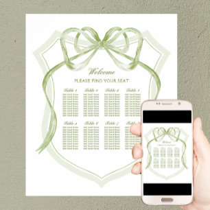 Sage Green Bow Crest Baptism Seating Chart