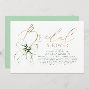 Sage Green Bow Elegant Romantic Bridal Shower Invitation