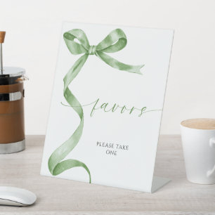 Sage Green Bow Favors  Pedestal Sign