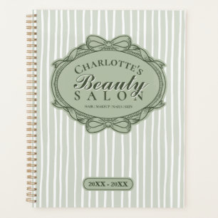 Sage Green Bow Frame Beauty Salon Appointment Planner