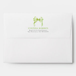 Sage Green Bow Modern Elegant Return Address Envelope