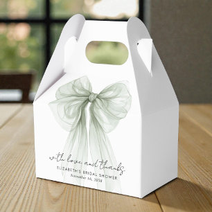Sage Green Bow Watercolor Bridal Shower Thank You Favor Box