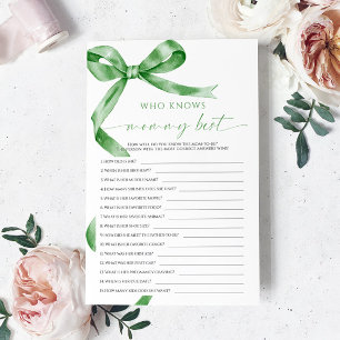Sage Green Bow Who Knows Mommy Best Game