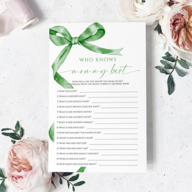 Sage Green Bow Who Knows Mommy Best Game (Creator Uploaded)