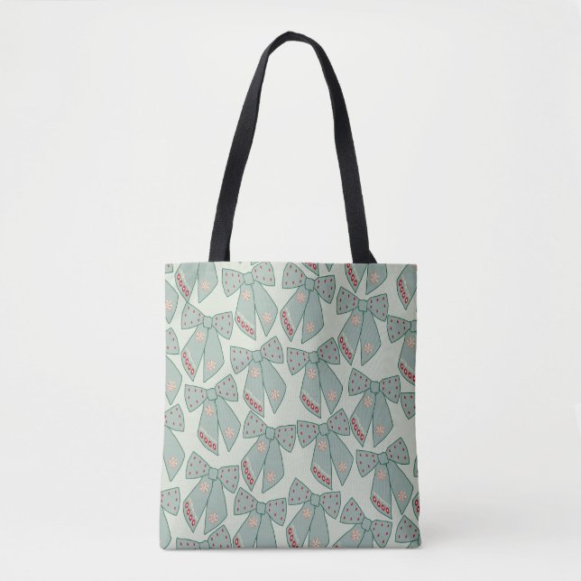 Sage Green Bows Tote Bag (Front)