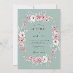Sage Green Breathtaking Floral Wedding Invitation