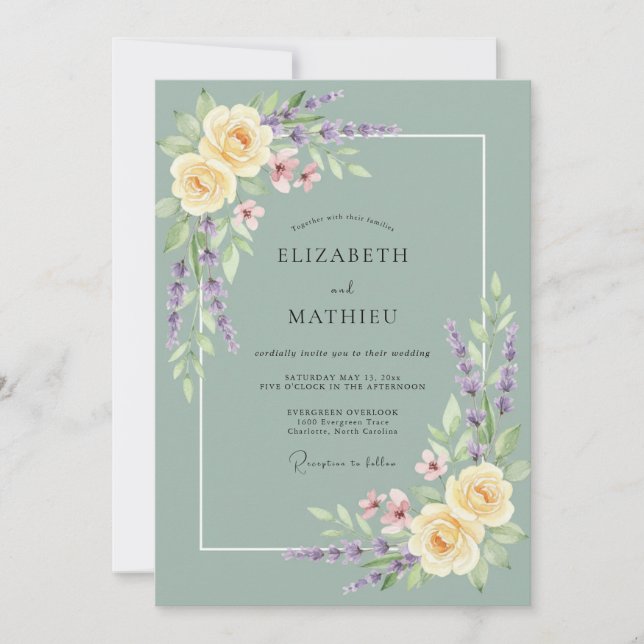 Sage Green Breathtaking Lavender Wedding Invitation (Front)