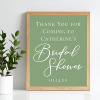 Sage Green Bridal Shower Personalized White Script