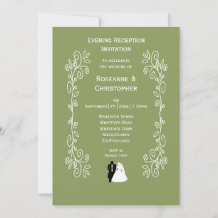 Sage Green Bride And Groom Wedding Reception Invitation