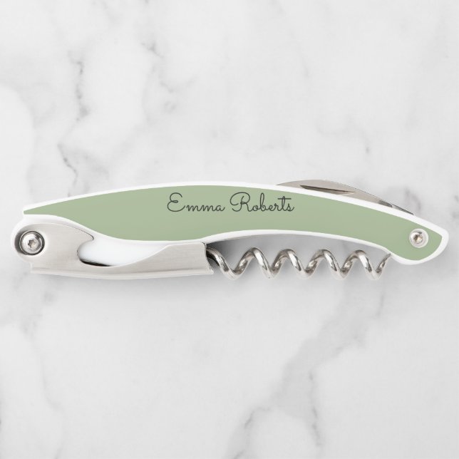 Sage Green Bridesmaid Corkscrew Gift (Front)