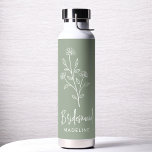 Sage Green Bridesmaid Name Floral Bachelorette Water Bottle<br><div class="desc">Celebrate in style with our Name Hand Scripted Bachelorette Bridal Party Thermal Wine Tumbler. Featuring an elegant, personalized script design, this tumbler is perfect for keeping beverages at the ideal temperature during your bridal festivities. Crafted from high-quality, insulated materials, it’s as practical as it is chic. Ideal for bachelorette parties,...</div>