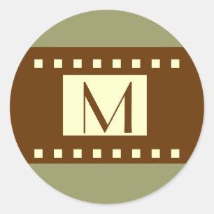 Sage Green Brown Cream Monogram Wedding Label