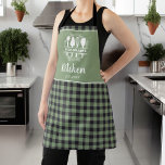 Sage Green Buffalo Plaid Kitchen Name Apron<br><div class="desc">Introducing our stylish Buffalo Plaid Kitchen Name Apron, a must-have accessory for the modern chef. Made from high-quality materials, this apron combines classic buffalo plaid design with a personalized touch. Crafted for both style and functionality, the apron features a timeless buffalo plaid pattern that adds a touch of rustic charm...</div>