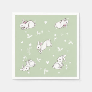 Sage Green Bunny Paper Napkins