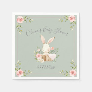Sage Green Bunny Rabbit Baby Shower  Napkins