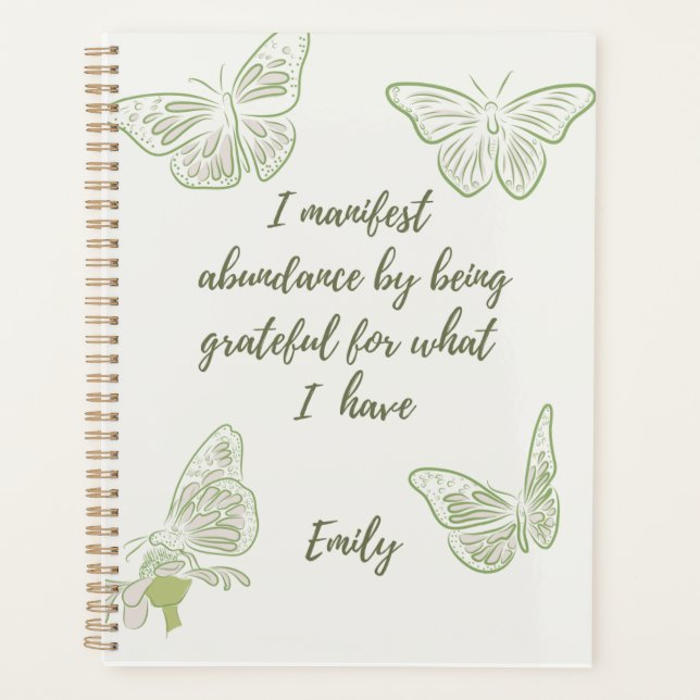 Sage Green Butterfly Positive Affirmation  Planner (Front)
