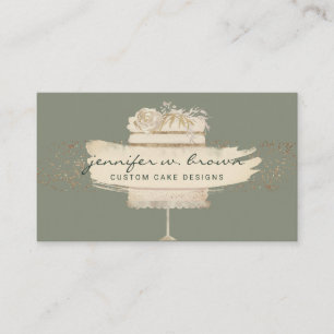 Sage Green Cake Decor Bakery Pastry Patisserie Business Card