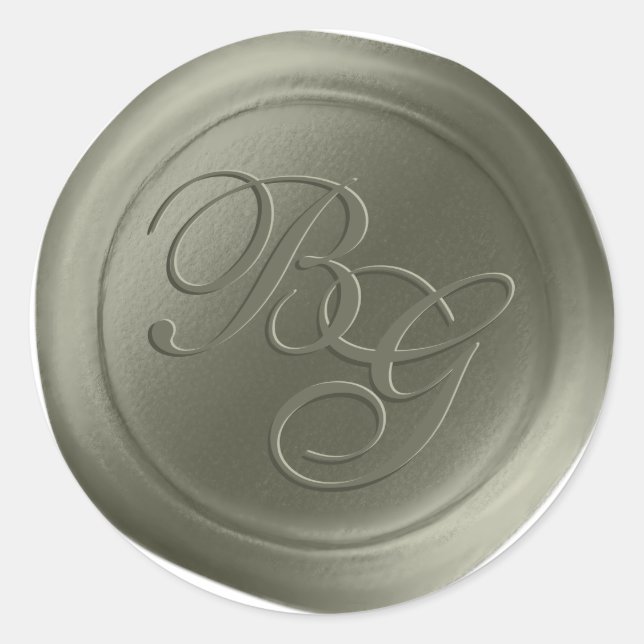 Sage Green Calligraphie Monogramme Stickers cire S (Devant)