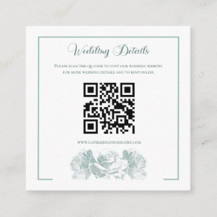Sage Green Calligraphy QR Code Wedding Enclosure Card