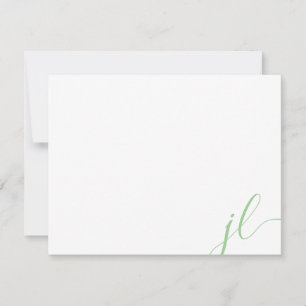 Sage Green Calligraphy Script Two Initials Card