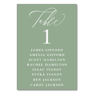 Sage Green Calligraphy Seating Chart Table Number