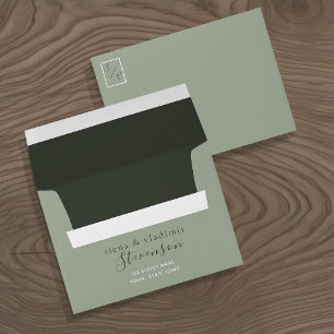 Sage Green Calligraphy Wedding Envelope