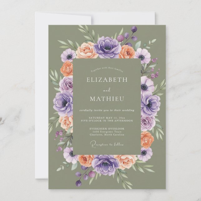 Sage Green Captivating Botanical Wedding Invitation (Front)
