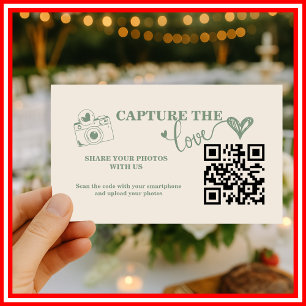 Sage Green Capture The Love QR Code Wedding Enclosure Card