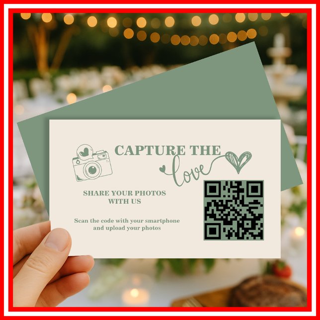 Sage Green | Capture The Love Wedding QR Code Enclosure Card (Creator Uploaded)