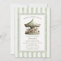Sage Green Carousel Merry-go-round Baby Shower