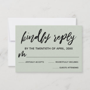 Sage Green Casual Handwriting Wedding RSVP Card