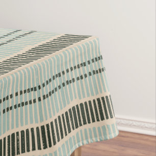 sage green charcoal cream abstract vertical stripe tablecloth