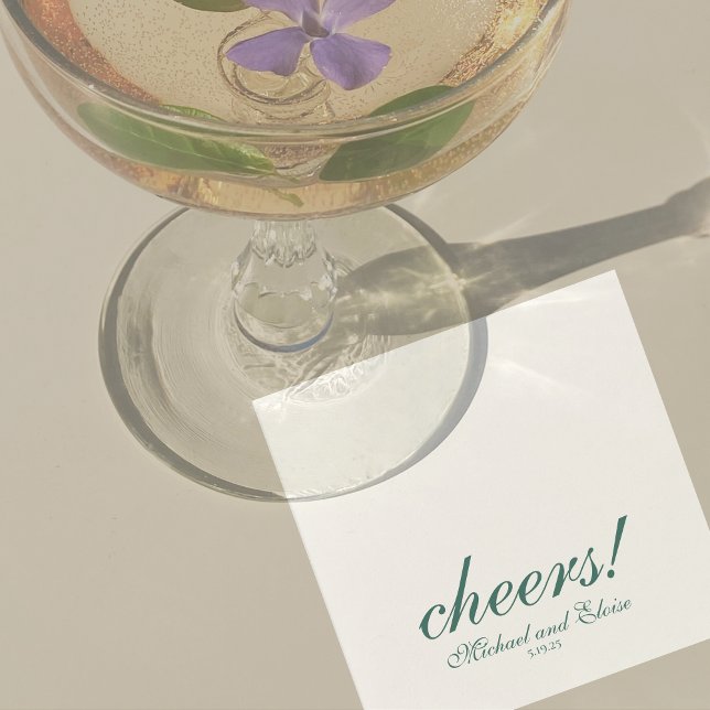 Sage Green Cheers Elegant Personalized Wedding Napkin (Sage Green Cheers Elegant Personalized Wedding Napkins)